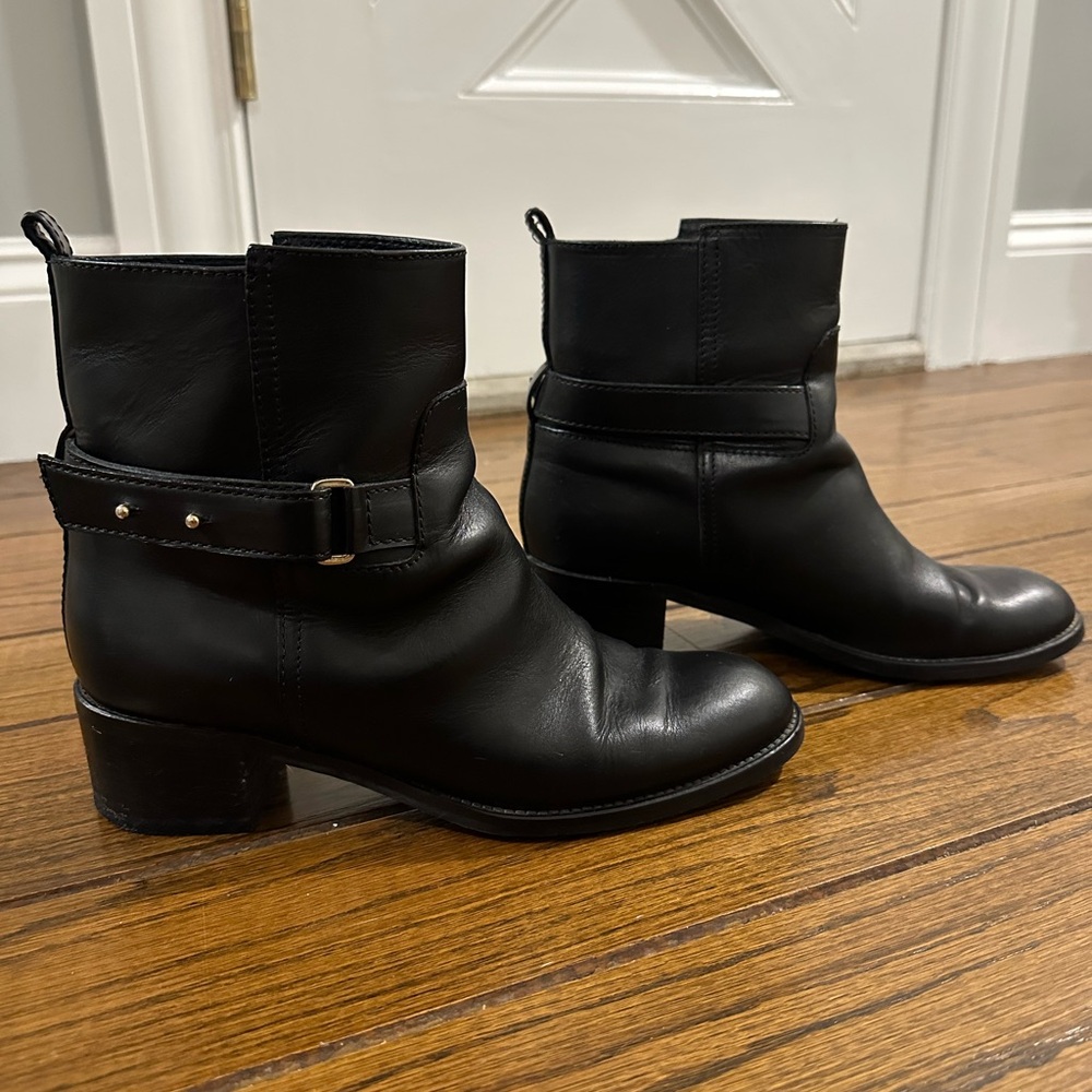 Jcrew Leather Black Leather Ankle Boots, Sz 9